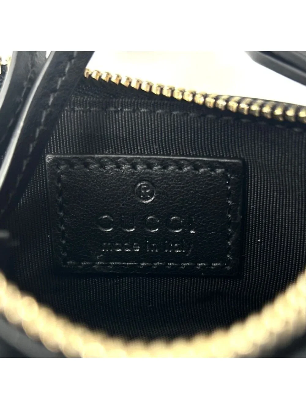 Gucci GG Marmont Leather Black Coin Case Gold With